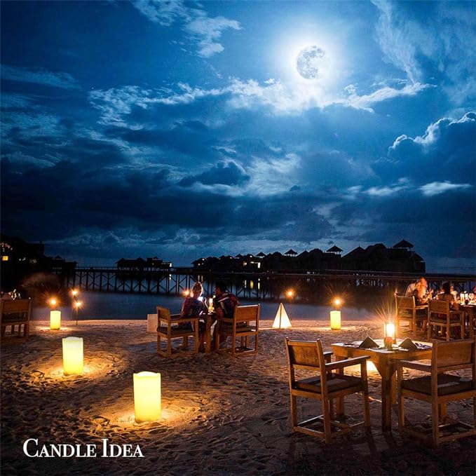 3PCS 4" 5" 6" Outdoor Waterproof LED Pillar Candles with Remote & Timer/Large Battery Operated Flickering Flameless Plastic Fake Candles for Outside Patio Decorative Hanging Lantern Home Decor