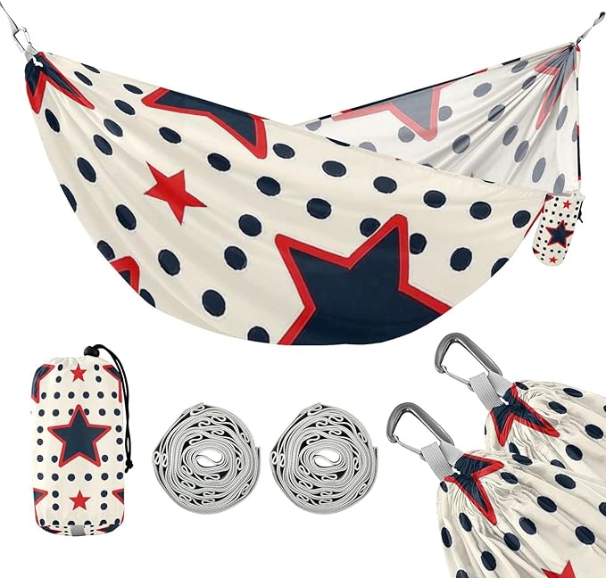 Wine Red Stars Dot Dark Blue 330lb Capacity Hammocks with Tree Straps Portable Hammock for Camping Travel Accessories hamaca con soporte para adultos