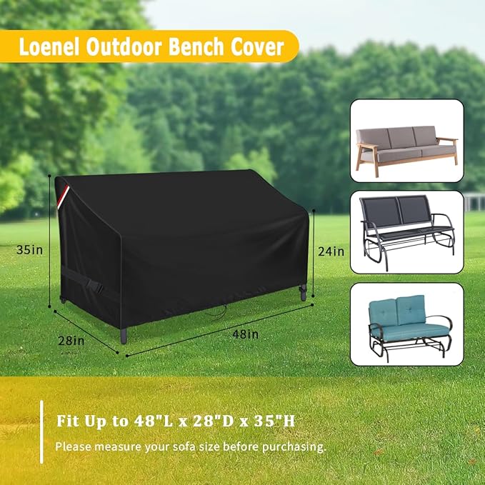 Outdoor Loveseat Cover, 2-Person Waterproof Patio Glider Covers for Outdoor Furniture Glider Bench Cover Patio Loveseat Cover Swing Sofa Furniture Covers - 48" L X 28" W X 35" H