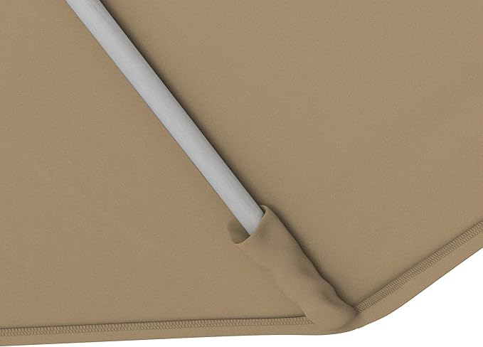 California Umbrella 11Ft Sunbrella Patio Umbrella, Fiberglass Ribs, Hand-Crank, Tilt-Collar, White Frame, Heather Beige Fabric