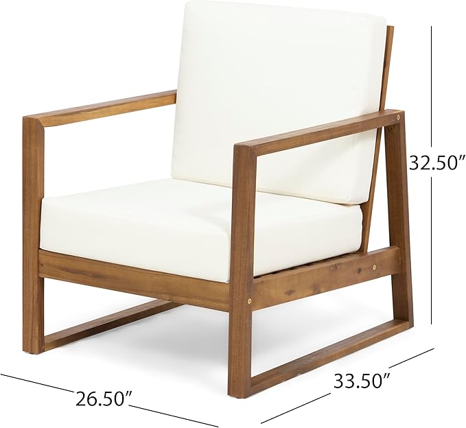 Christopher Knight Home Belgian Patio Furniture Set with Fire Pit Table and Tank Holder, Outdoor Conversation Set with Fire Table, Acacia Wood Lounge Chair Outdoor Set of 4, Teak+Cream+Light Grey