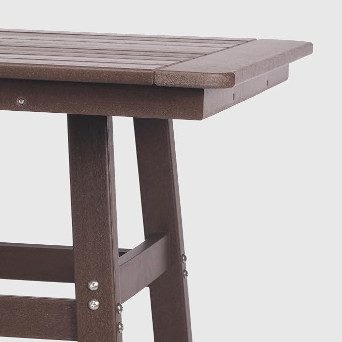 WestinTrends Malibu Square Outdoor Patio Counter High Bistro Bar Table with Umbrella Hole 37" Tall, Dark Brown