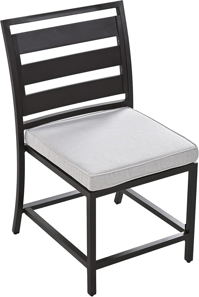 5-Piece Patio Dining Table Set, Steel and Acacia Wood Four-Person Dining Table and Chairs, Modern Conversation Furniture for Courtyards, Balconies, Lawns (Dark Brown/Outdoor, 5 Piece)