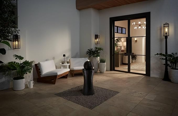 Dark Sphere 35 1/2" High Large Zen Modern Indoor Outdoor Decor Faux Stone Floor Fountain with Light LED Bubbler Pillar Ball Water Feature for Outside Garden Patio Yard Backyard Porch - John Timberland