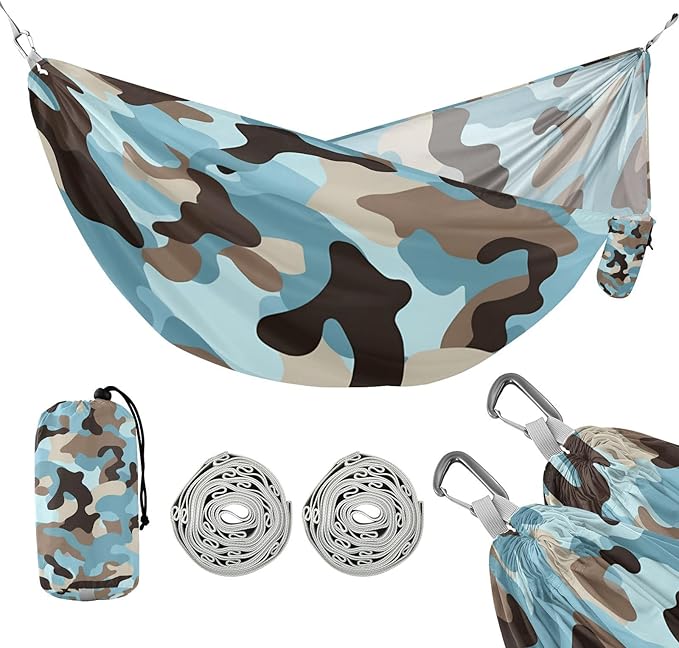Camouflage Blue 330lb Capacity Hammocks for Camping with Tree Straps Tree Hammock for Outside Beach Patio Garden hamacas para adultos