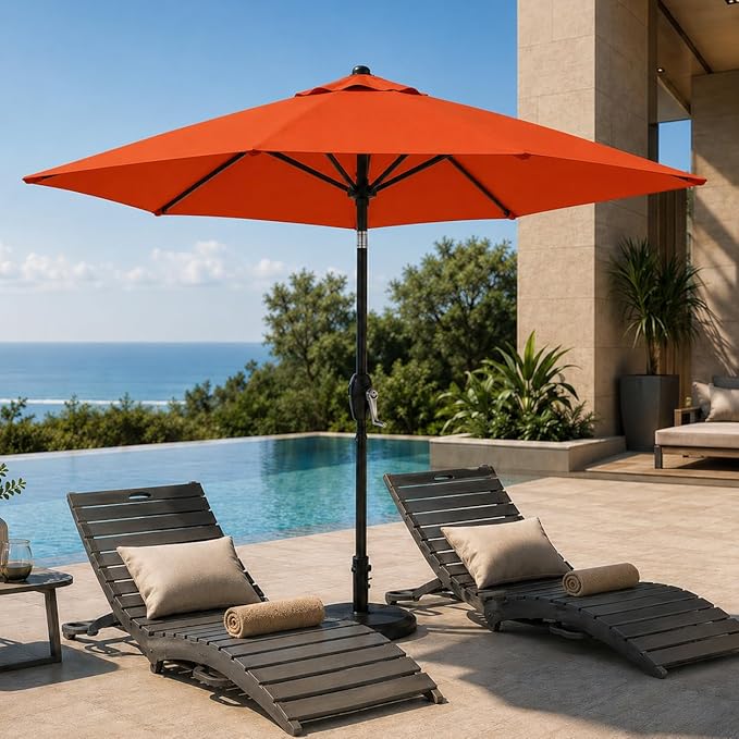 7.5ft Patio Umbrella, Outdoor Table Market Umbrella with Smooth Crank Lift, 6 Windproof Fiberglass Ribs, UPF50+ UV Protection for Deck, Pool, Garden and Backyard