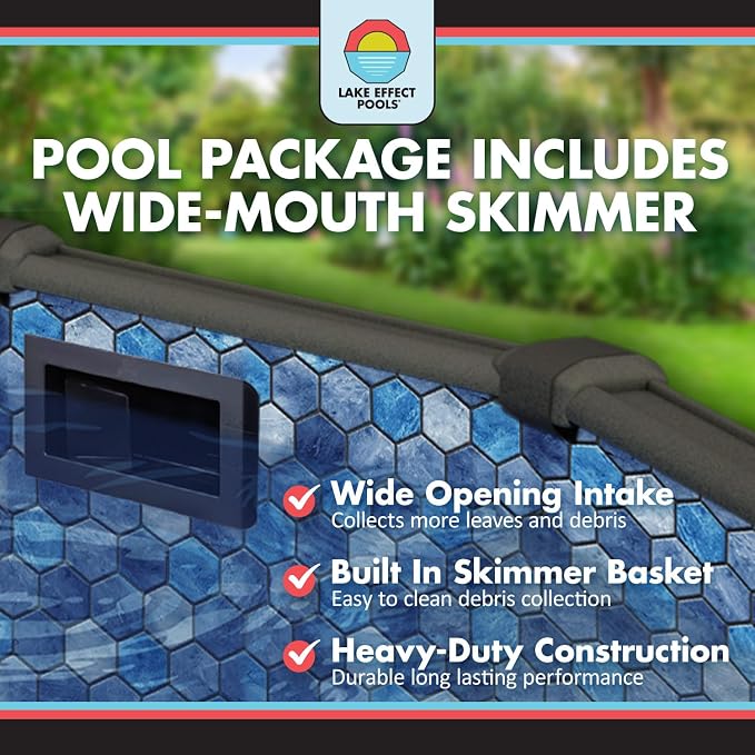 Lake Effect Pools 'Bora Bora' 21 ft Round Above Ground Swimming Pool | 52 Inch Resin Protected Steel Sided Walls | Bundle Includes: 25 Gauge Overlap Liner & Widemouth Skimmer