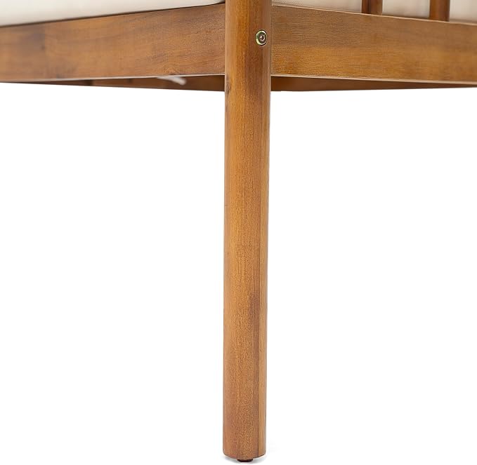 Christopher Knight Home Vera Acacia Wood Outdoor Dining Set for 6, 7 Piece Patio Dining Table and Chair Set, Wooden Outdoor Dining Armchair and Table Set, Teak+Cream