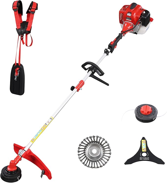 Gas String Trimmer Weed Wacker 49CC/58CC Gas Weed Eater with Adjustable Handle and Shoulder Strap for Lawn and Garden Care (58CC)
