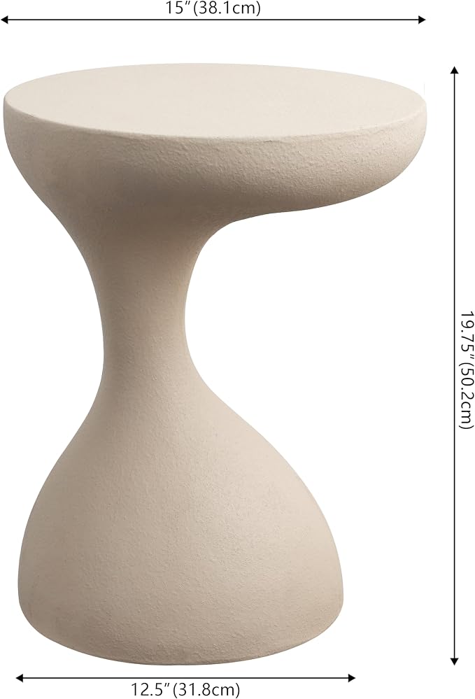 JONATHAN Y Boracay Modern Sculptural Indoor/Outdoor Side Table, 15" x 19.75" Weather-Resistant Pedestal Accent Table and Garden Stool for Patio, Deck or Living Room, Mocha TBL1110A