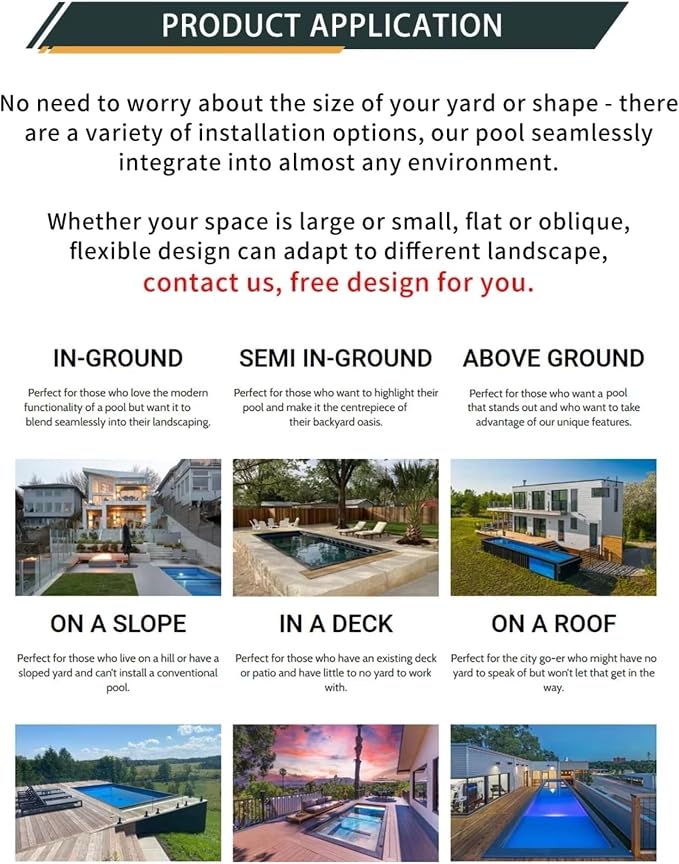 Family Prefab Above Ground Pool Shipping Container Swimming Pools Rectangulares Modular Pool Outdoor Fiberglass Inground Pool for DIY Installation in Gardens for Outdoor Home Use