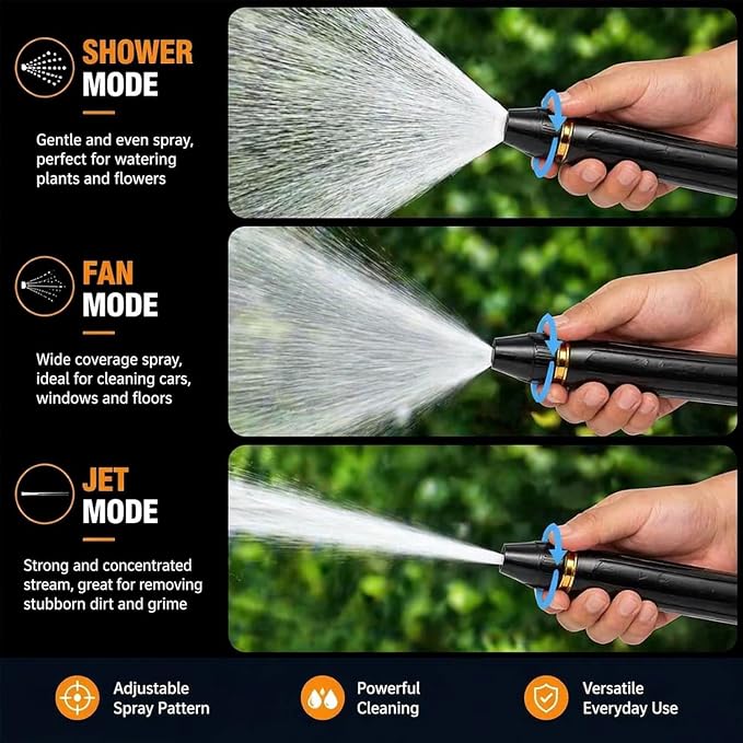Home High-Pressure Car Wash Water Gun with Booster Nozzle, Home High-Pressure Car Wash Water Gun with Booster Nozzle and Hose, for Watering Plants and Vegetables, and Car Washing (2PCS)