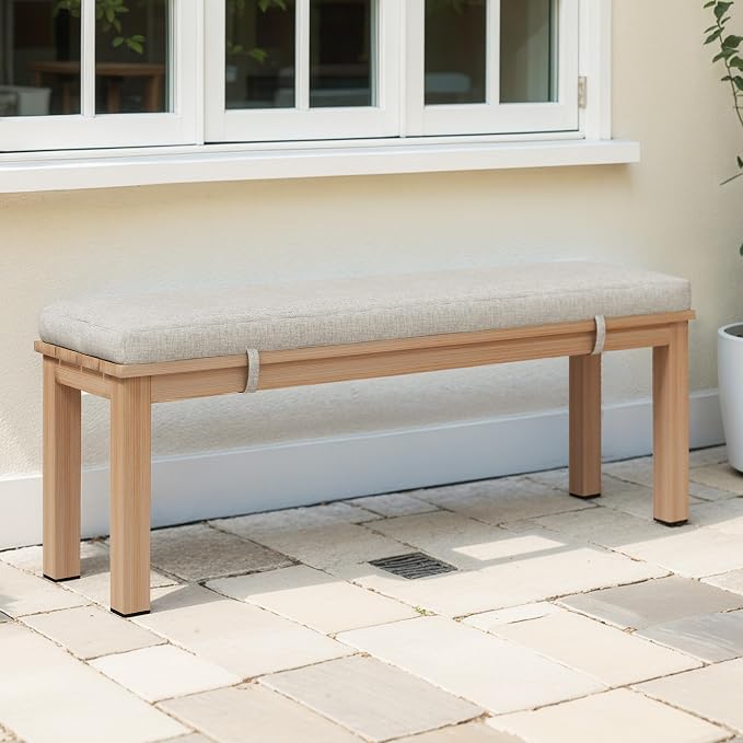RoyalCraft Outdoor Bench, Aluminum Outside Bench for All-Weather, Outside Furniture with Waterproof Cushions, Patio Furniture Set for Deck, Backyard, Porch, Balcony, Brown