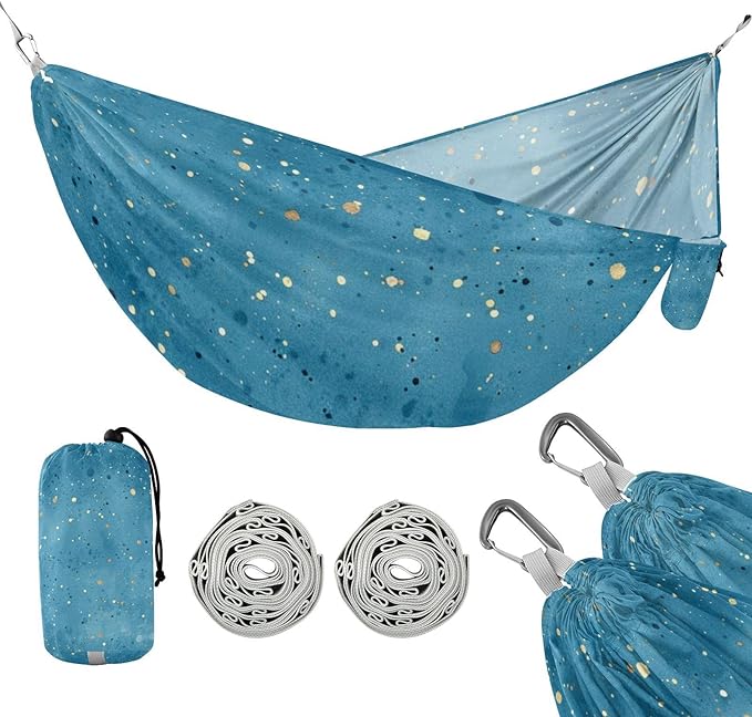 Blue with Gold 330lb Capacity Hammocks for Camping Tree Hammock for Patio Backyard Lounge Base Silla hamacas para adultos