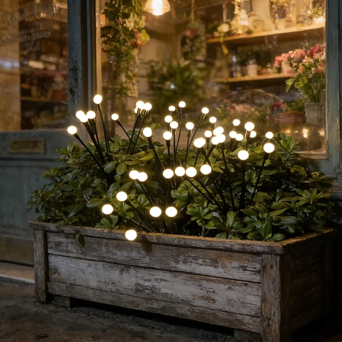 64 LED Firefly Lights Solar Outdoor, 8 Packs Warm White Waterproof Garden Light, 2 Modes Fairy Lights Solar Powered Spring Decorations for Home Landscape Yard Pathway Patio and Lawn