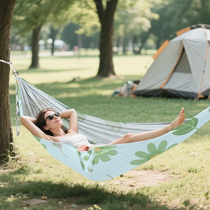 Green Flower Leaf Blue 330lb Capacity Outdoor Hammocks Cloth Hammock for Outside Patio Garden Silla hamacas para adultos