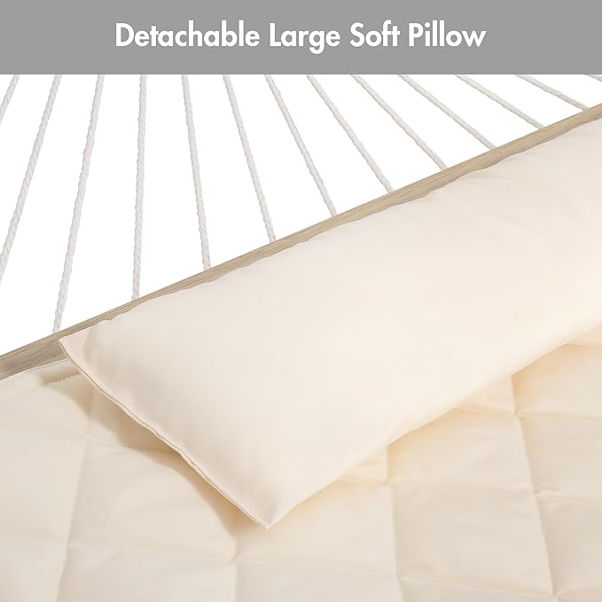 ANOW Double Hammock Pad and Hammock Pillow Set, Portable Polyester Hammock Pad, Cream
