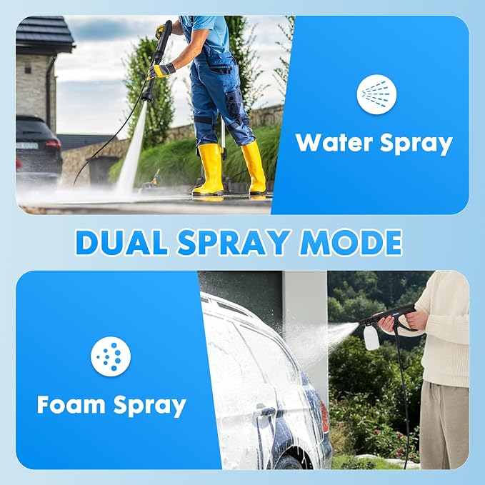 Portable Car Washer Cordless with 3.4-Gallon Tank, 6-in-1 Nozzle, 7 Adjustable Settings, Max 1200 PSI, for Outdoor Home Cleaning, Pet Showers, Patio& Garenden Irritating and Camping