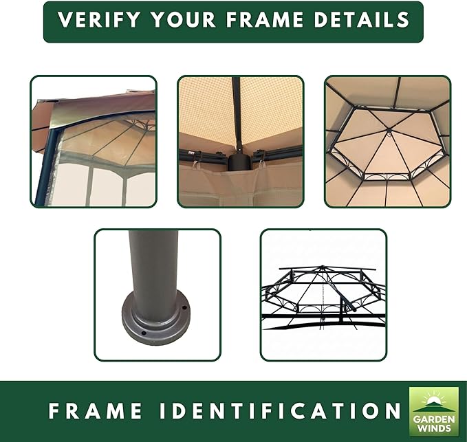 Garden Winds Durable Replacement Canopy Top Cover Compatible with The L-GZ793PST-A Southbay Hexagon Gazebo - Classic Sand, 350