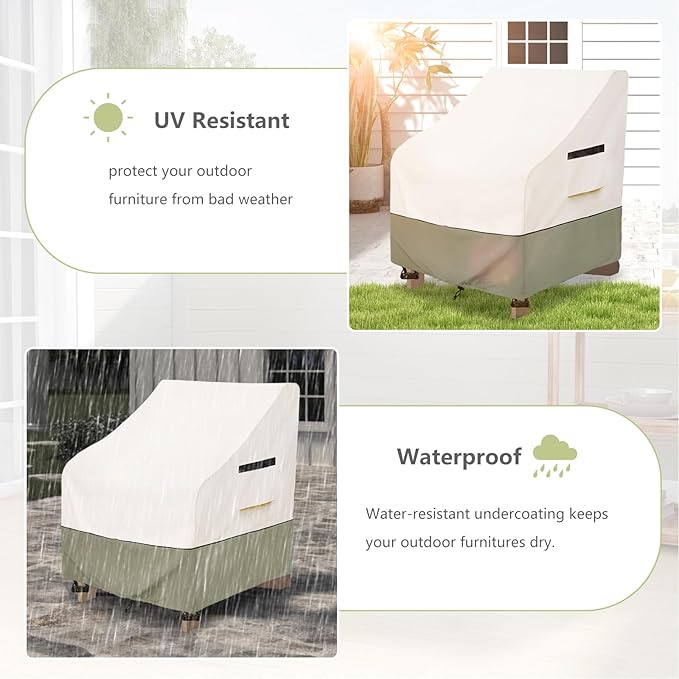 Patio Adirondack Chair Cover 28 W x 31 D x 36 H inches,600D Heavy Duty Waterproof Outdoor Chair Covers,Patio Furniture Covers for Adirondack Chair,Beige