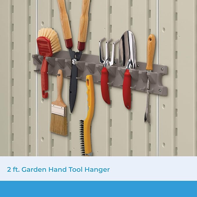 Suncast 2' Wall Mount Tool Organizer for Hanging Lawn and Garden Tools, 30 lb. Weight Capacity, Gray (Pack of 3)