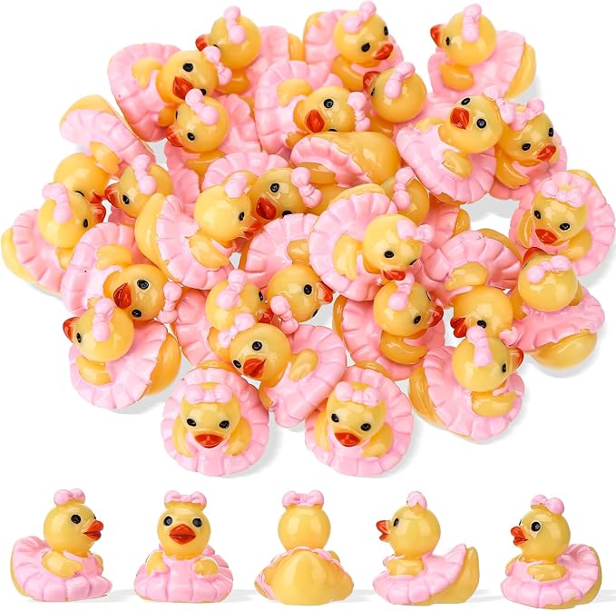 30 Pcs Ballet Ducks, Mini Ballet Resin Ducks Bulk, Fun Printed Toy Figures for Birthday Party Favors, Themed Decor, Kids Gift Collection (Pink Ballet Dancer)