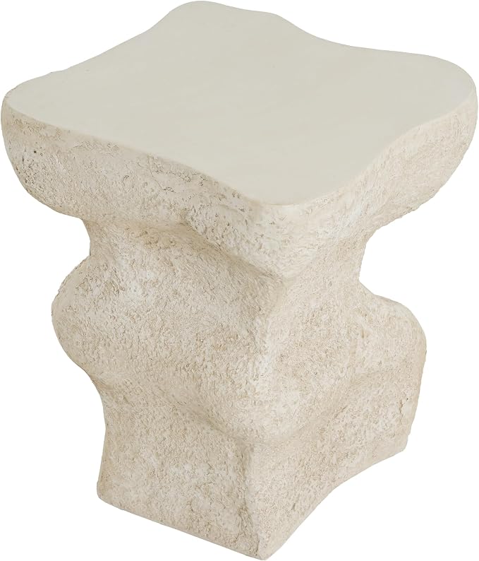 Christopher Knight Home Naomi MGO Outdoor Side Table with Abstract Wavy Design, Square Accent Table with Stone-Like Texture, Weather Resistant Small End Table for Indoor/Outdoor Usage, Beige