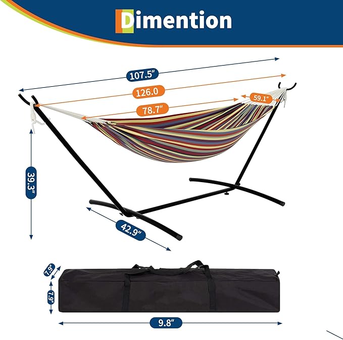 2-Person Hammock Suite with Collapsible Steel Frame – Backyard Oasis & Camping Essential (450lb Support, UV-Resistant + Storage Bag)