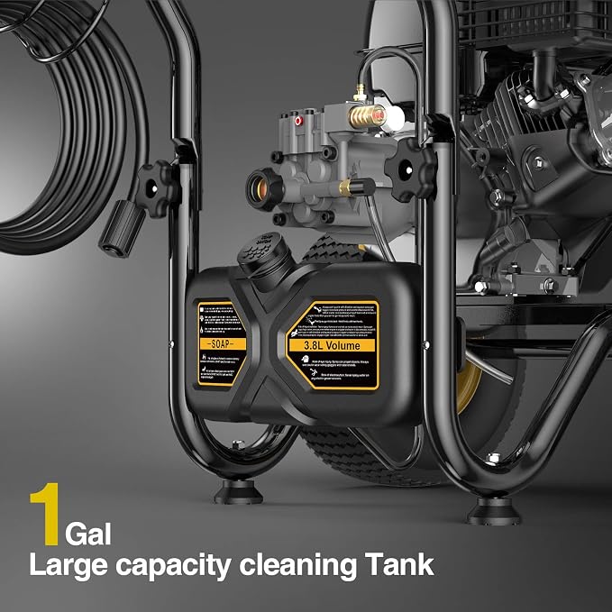 3600 PSI & 2.7 GPM Gas Pressure Washer, Heavy Duty Power Washer, 30Ft High Pressure Hose&Soap Tank, 5 Adjustable Nozzles, EPA/CARB Compliant,Black