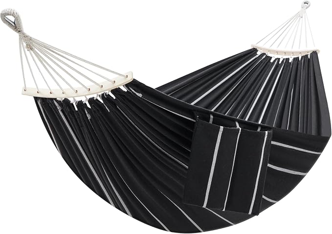 GAFETE Double Hammock for Outside with Tree Straps, Replacement for Stand（Darkness Black, Medium）