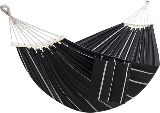 GAFETE Double Hammock for Outside with Tree Straps, Replacement for Stand（Darkness Black, Medium）