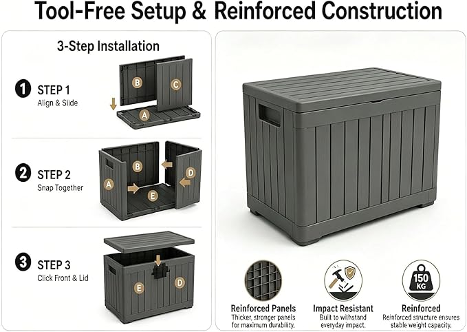 100 Gallon Large Deck Box, Premium Wicker Style Imitation Rattan Waterproof Outdoor Storage for Patio Furniture Cushions, Garden Tools & Pool Accessories, Lockable UV Resistant,100 gal / 380L