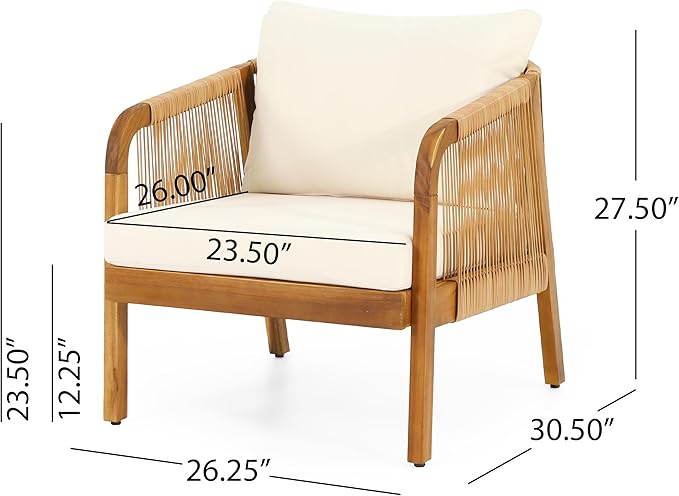 Merax Outdoor Acacia Wood Wicker Patio Club Chair,Set of 2,Conversation Set,Faux Rattan Accents