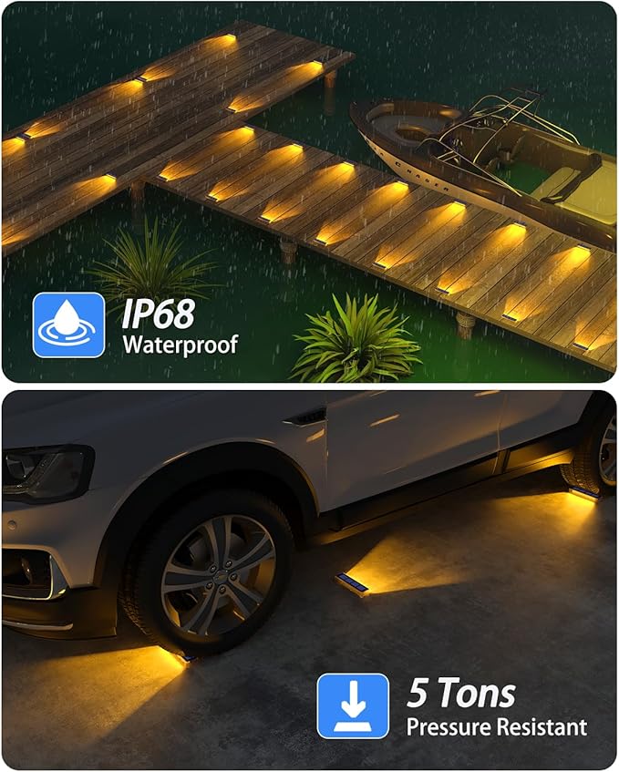 DetarZinLED Solar Step Lights for Outside,8 Pack Solar Stair Lights Outdoor Waterproof,Warm White Deck Light Solar Powered Waterproof for Steps,Stairs,Walkway,Sidewalk,Patio,Pathway