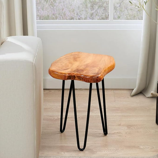 Natural Cedar Wood Side Table 13.5" x 12" x 17.5" Accent Vintage Wooden Slab Coffee Live Edge Tables Solid Rustic Plant Stand Outdoor End Table for Living Room Patio Bedroom