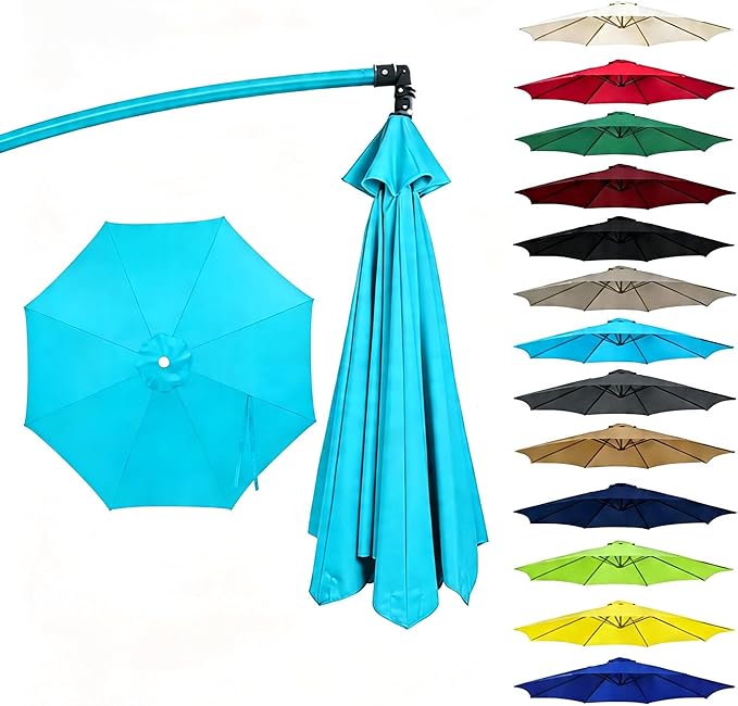 11FT Cantilever Patio Umbrella Replacement Canopy Outdoor Large Round 8 Ribs Length 64" to 66" (Canopy Only) Waterproof & UV