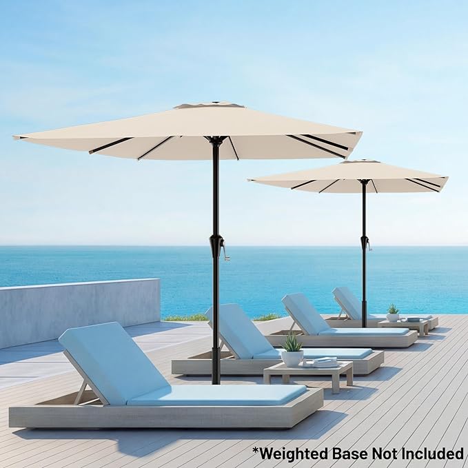 AreShark 8' x 10' Rectangle Patio Umbrellas for Outdoor, Outdoor Table Umbrella, Large Outdoor Patio Umbrellas with 8 Sturdy Ribs for Pool, Garden, Market (Cream-White)