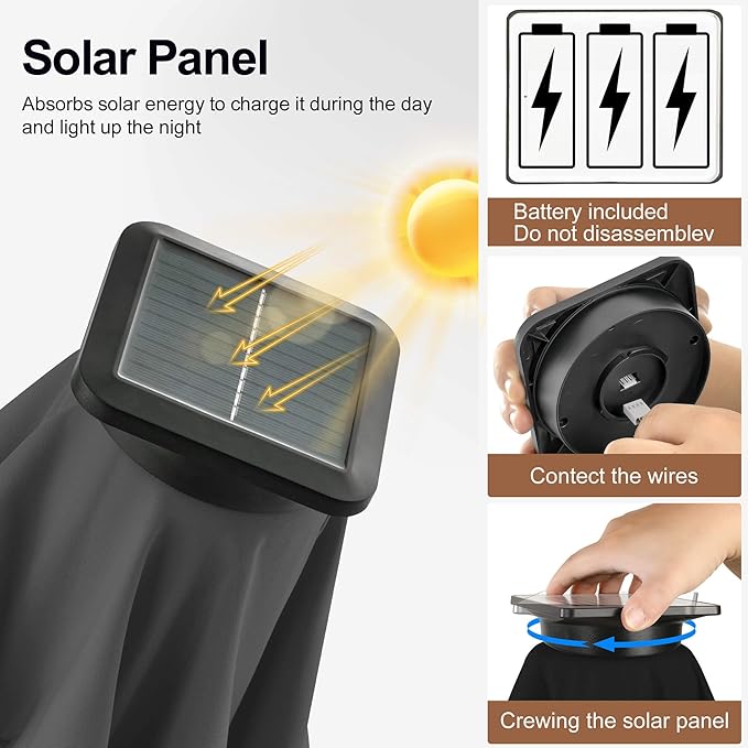 9FT Solar Half Umbrellas Outdoor - LED Half Patio Umbrella with 25 Lights, UV Protection Waterprool, Half Round Umbrella for Wall Balcony, Pool, Porch, Garden, Deck, Backyard, Anthracite