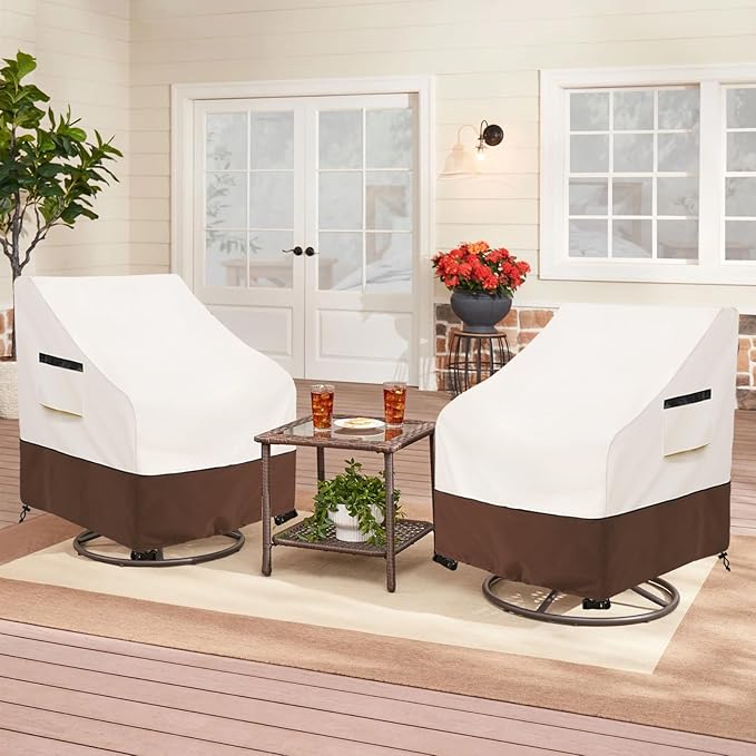Patio Chair Covers Waterproof Patio Furniture Covers, 40W x 40D x 38H Inches Swivel Outdoor Chair Cover 2 Pack -Beige