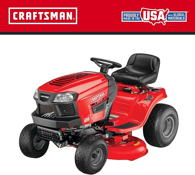 CRAFTSMAN 42" Gas Riding Lawn Mower with 17.5 HP* Briggs and Stratton Single-Cylinder Engine, Gas Lawn Tractor with 7-Speed Transmission, Red/Black (13AN77XSA93)