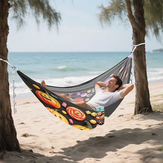 Hammocks for Outside Pumpkins Camping Hammock Portable Hammocks with Tree Straps and Carry Bag Camping Accessories for Hiking Beach Outdoor
