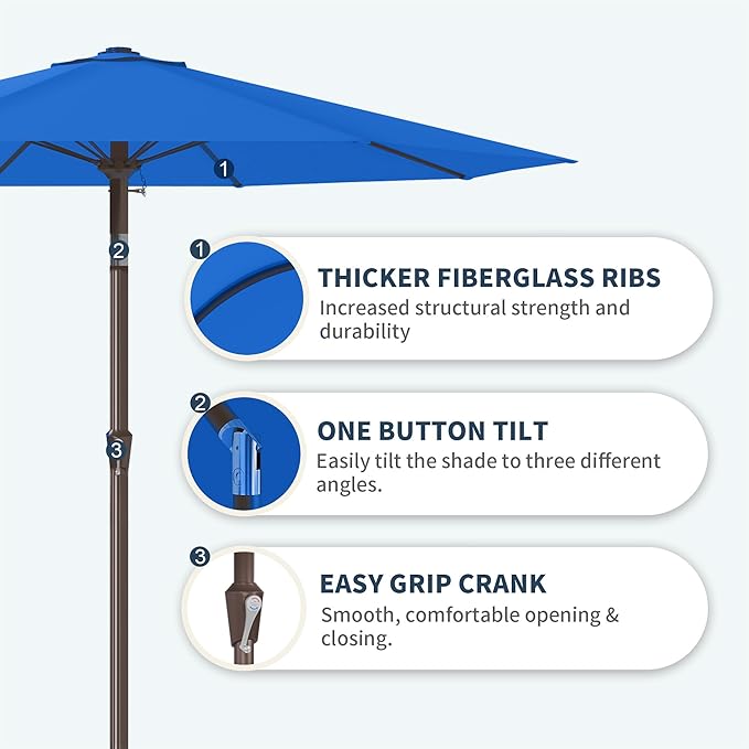 PatioKingdom 11FT Patio Umbrella,Outdoor Umbrella with Push Button Tilt and Crank,Market Table Umbrella with 8 Sturdy Fiberglass Ribs UV Protection
