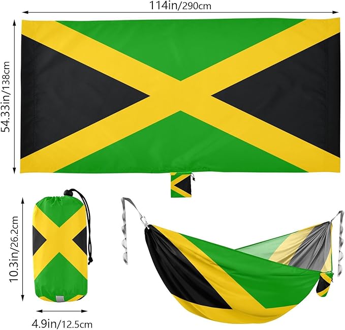 National Flag of Jamaica Hammocks with Portabl Carry Bag Backyard Hammock for Indoor Outdoor Patio