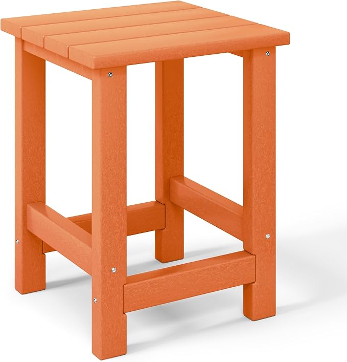 WestinTrends Malibu Kids Outdoor Patio Furniture HDPE Adirondack Square Side Table, Orange