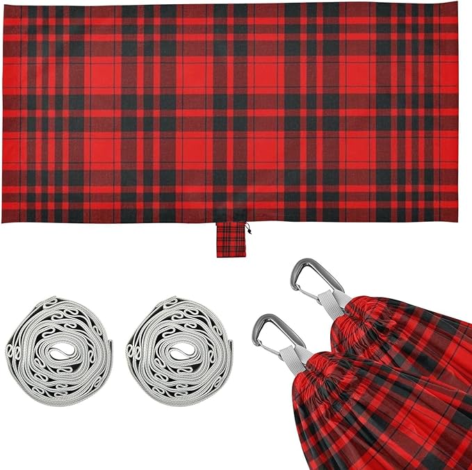 Vintage Buffalo Plaid Checked Red 330lb Capacity Hammocks with Hanging Ropree Hammock for Indoor Outdoor Patio hamaca con soporte para adultos