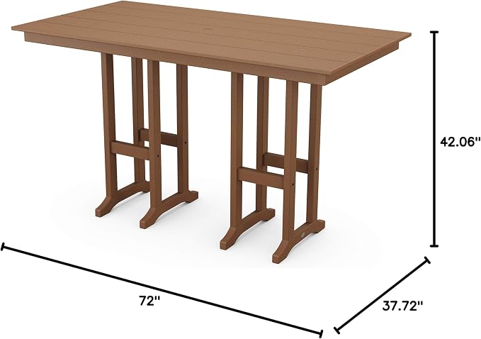 POLYWOOD® Farmhouse 37" x 72" Bar Table in Teak