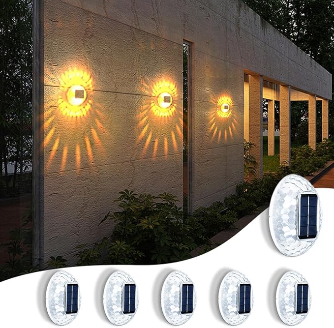 Solar Atmosphere Solar Lights for Outside, IPX4 Waterproof Decor Light for Backyard/Railing/Step/Patio/Stair Railings and Wall (6 Pack)
