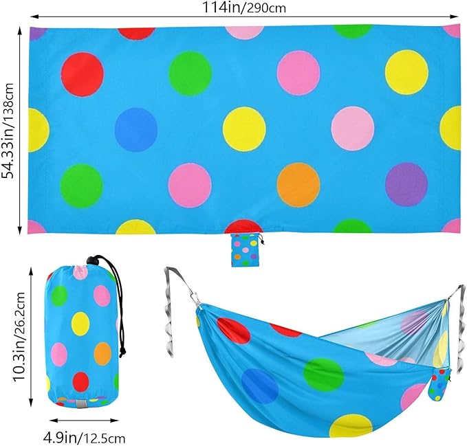 Cartoon Colorful Dot Blue 330lb Capacity Outdoor Hammock with Hanging Rope Swing Hammock for Indoor Outdoor Patio hamaca inflable para Piscina