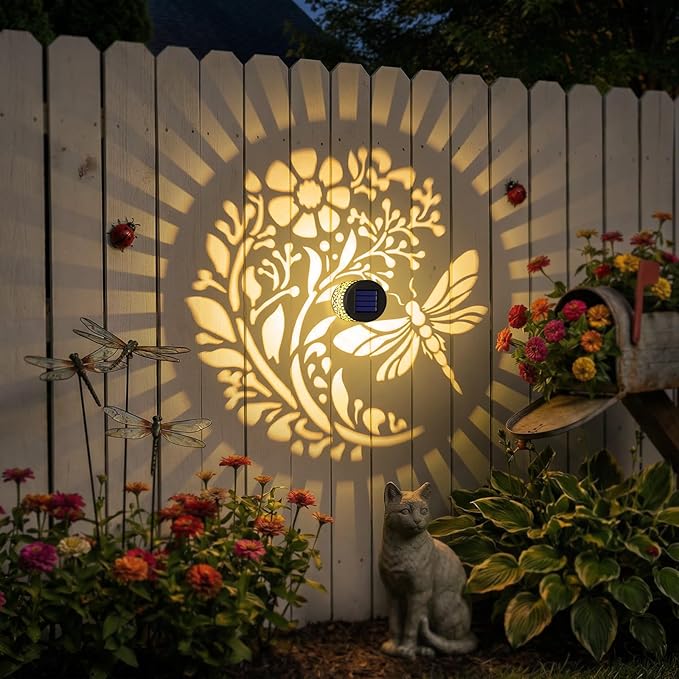 Gardsee Solar Fence Lights 6 Pack Solar Deck Lights Waterproof LED Solar Powered Step Light Wall Lights Outdoor Decorations Warm Yellow Light Decorative Lighting for Garden (Black 5)