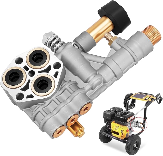7108366 Pressure Washer Pump Head Assembly Complete Compatible with 510020 and 520006 Axial Pressure Washer Manifold